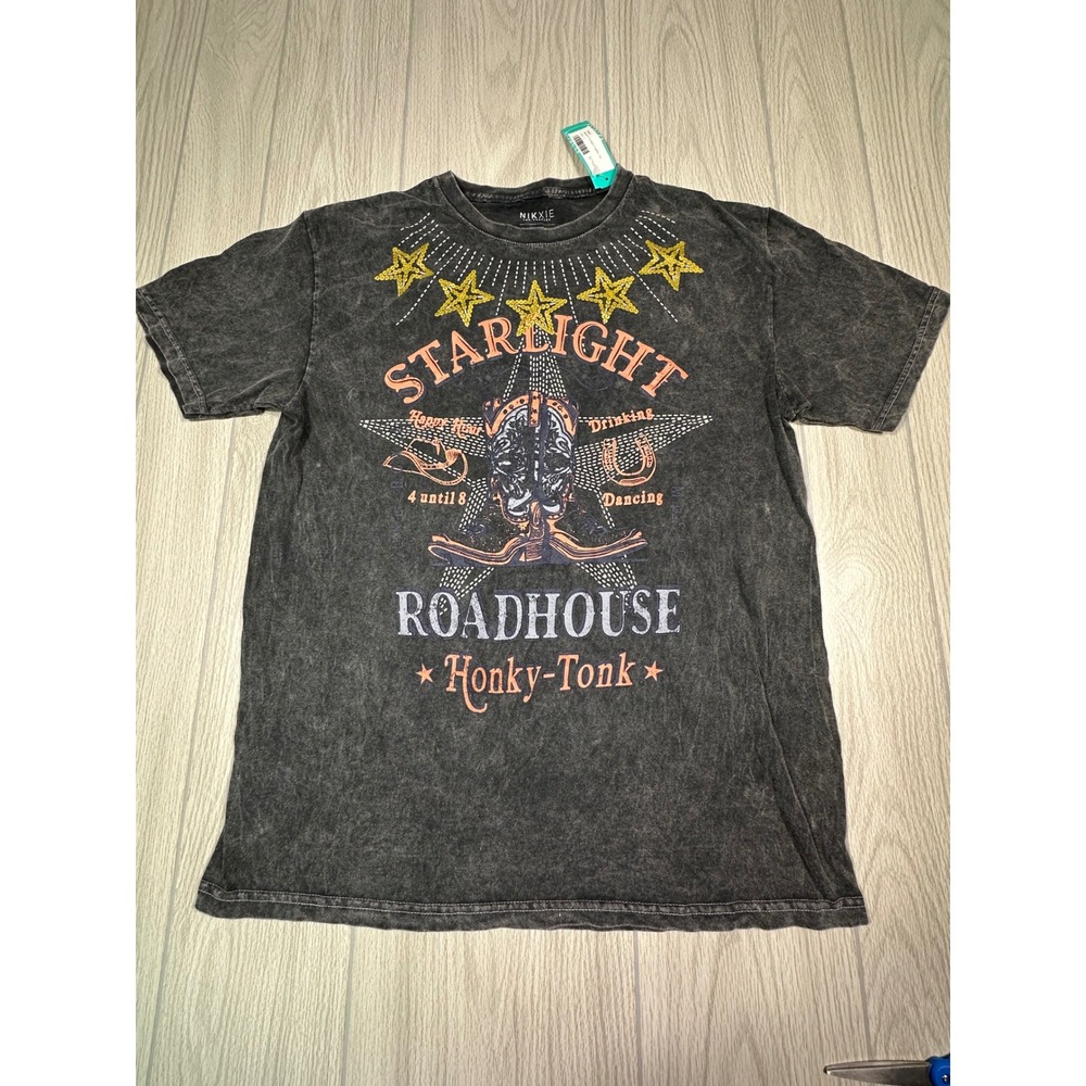 Nixxie‎ Western Starlight Graphic Tee Roadhouse Honky Tonk Grey L Stitch Fix